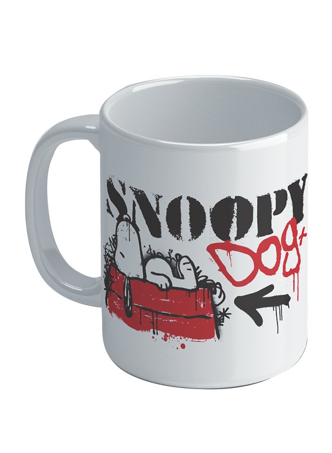 واكيليشيس مج قهوة بنمط الكتب الهزلية بينوتس مطبوع عليها عبارة "Snoopy Dog X" أبيض 8.2 x 9.5سم - Image 1