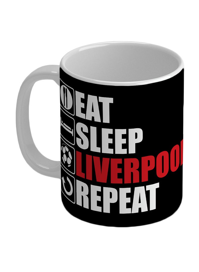 Wackylicious Liverpool F.C.: Eat Sleep Liverpool Repeat Coffee Mug Multicolour 8.2 x 9.5cm - Image 1