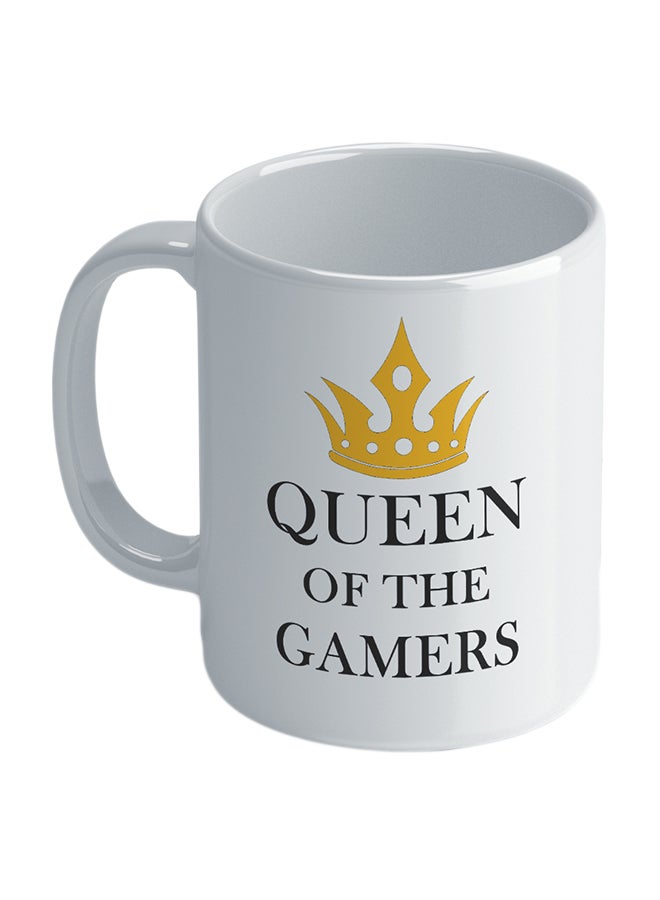 Wackylicious Gaming: Queen Of The Gamers Printed Coffee Mug White - Image 1
