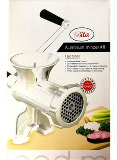 BITA Aluminium Meat Mincer Silver/White 8centimeter  - Image 1