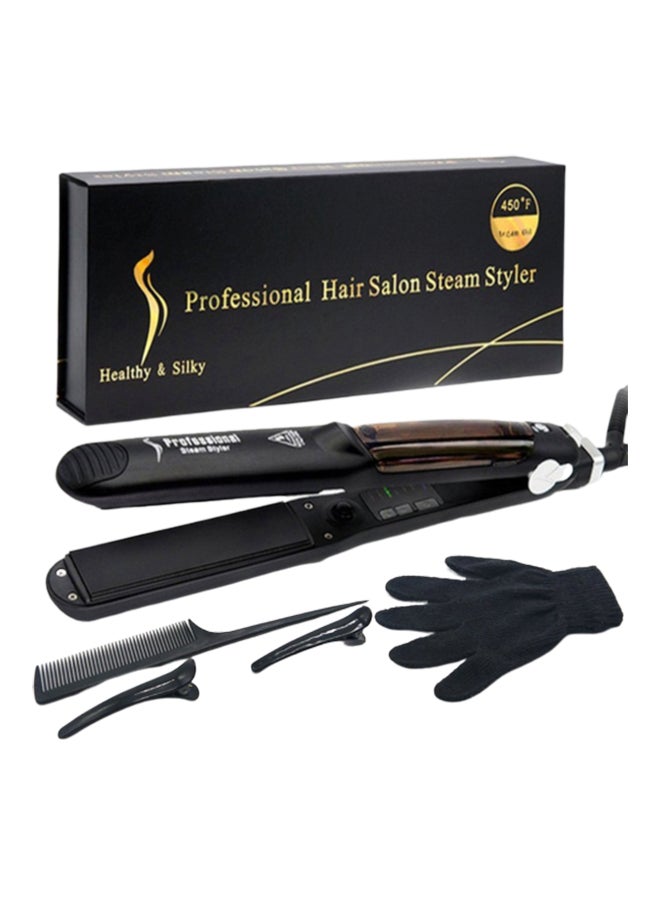 Multifunctional Ceramic Steam Hair Straightener Black - Image 1