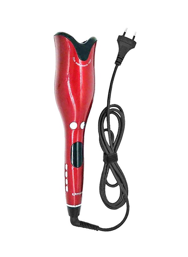Rose-Shaped Automatic Spiral LCD Hair Curler Red - Image 1