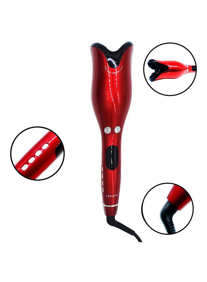 Rose-Shaped Automatic Spiral LCD Hair Curler Red - Image 2