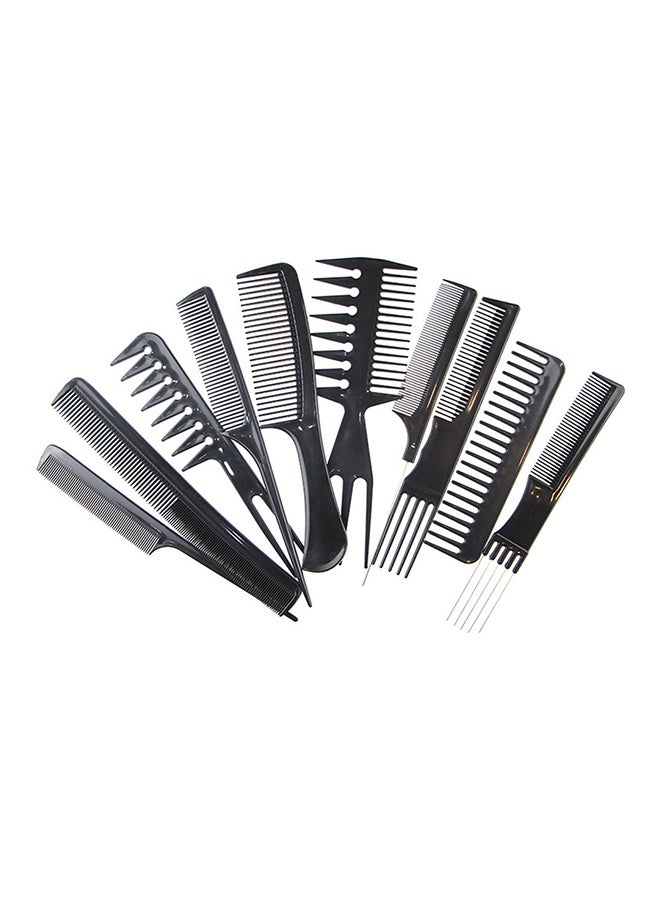 مجموعة أمشاط احترافية مضادة للكهرباء الساكنة مكونة من 10 قطع أسود - Image 1