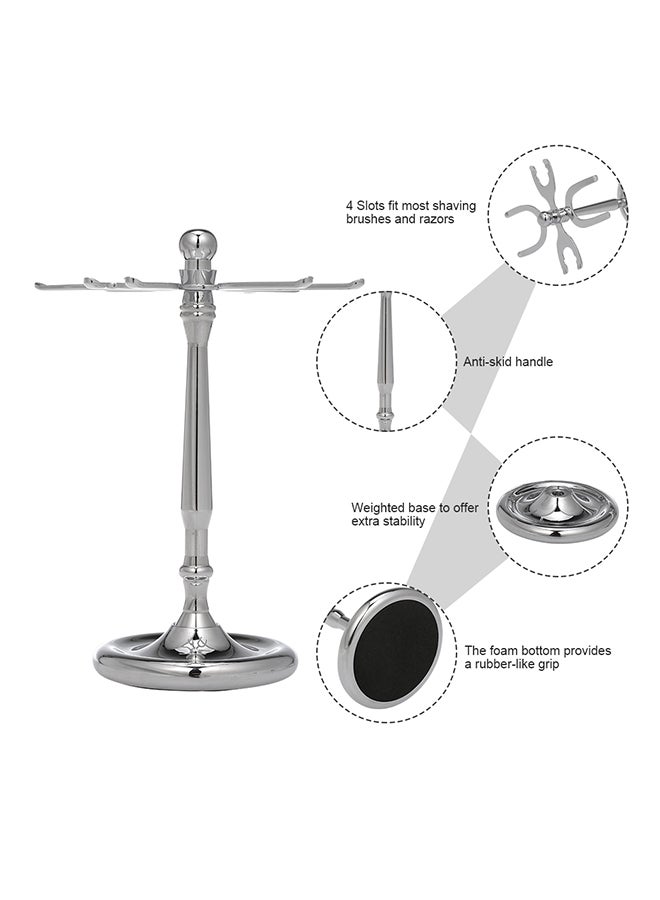 4-Slot Shaving Razor Stand Silver 20 x 12 x 9.5cm - Image 2
