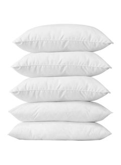 Comfy 5-Piece Solid Colour Pillows Set Cotton White 120 x 50centimeter 
