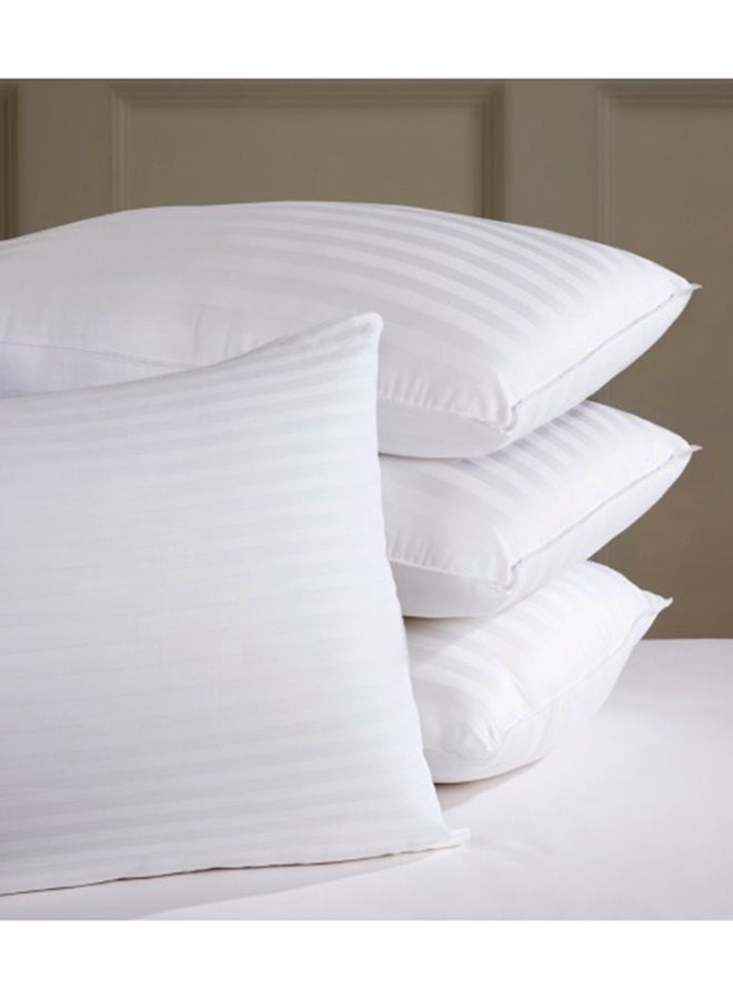Comfy 4-Piece Microfiber Stripe Soft Hotel Pillow Cotton White 
