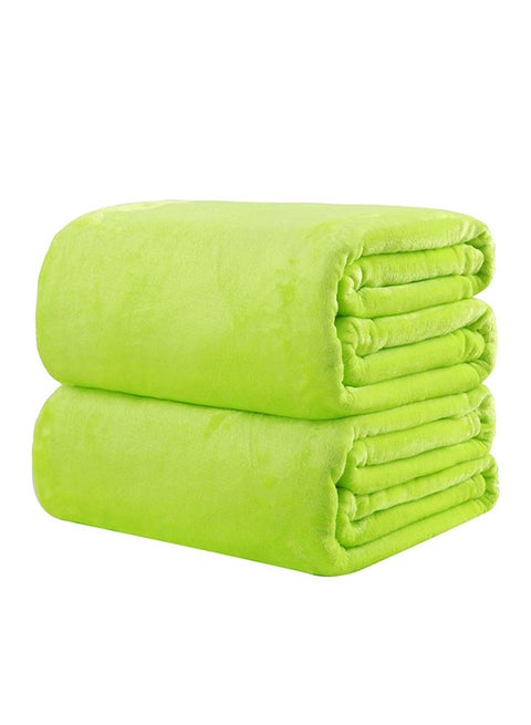 2-Piece Flannel Fleece Blanket Cotton Lime 160 x 220cm