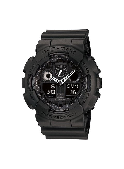 men Round Shape Resin Band Analog & Digital Wrist Watch - Black - GA-100-1A1DR
