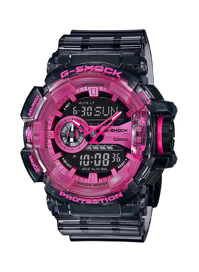 جي شوك ساعة يد رقمية وبعقارب بسوار من الراتنج وتصميم دائري - طراز GA-400SK-1A4DR، لون أسود للرجال - Image 1