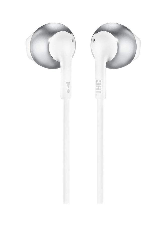 JBL Tune 205 In-Ear Wired Headphones With Carrying Pouch - Pure Bass - 1 Button Remote - Built In Mic - Comfort Fit White/Silver  - Image 2