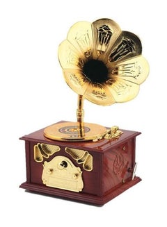 Generic Vintage Gramophone Shaped Music Box Brown/Gold 