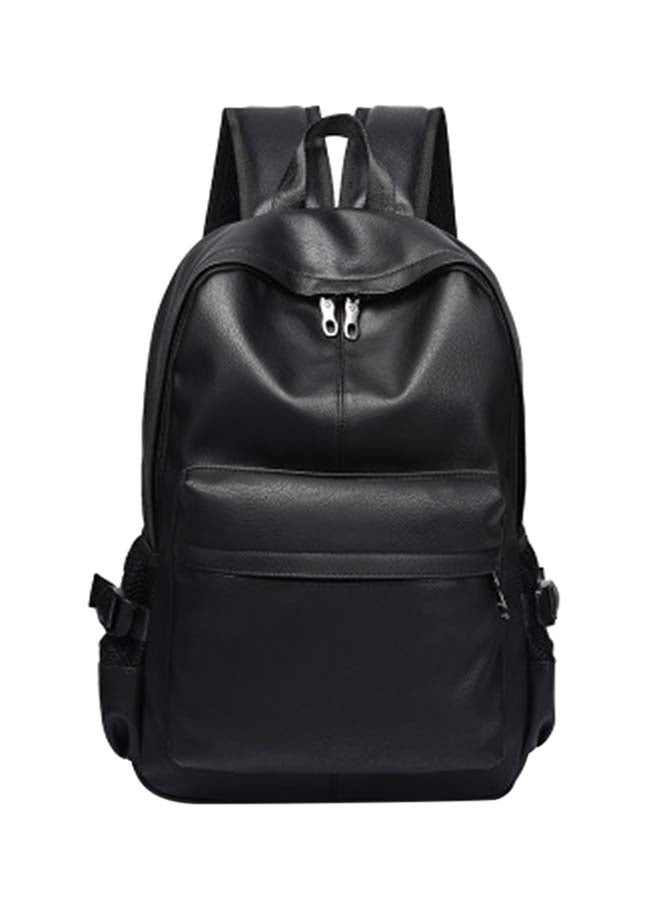 Trendy Leather Backpack Black  - Image 1