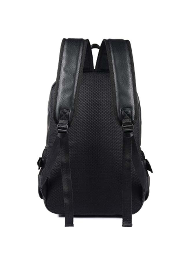 Trendy Leather Backpack Black  - Image 2
