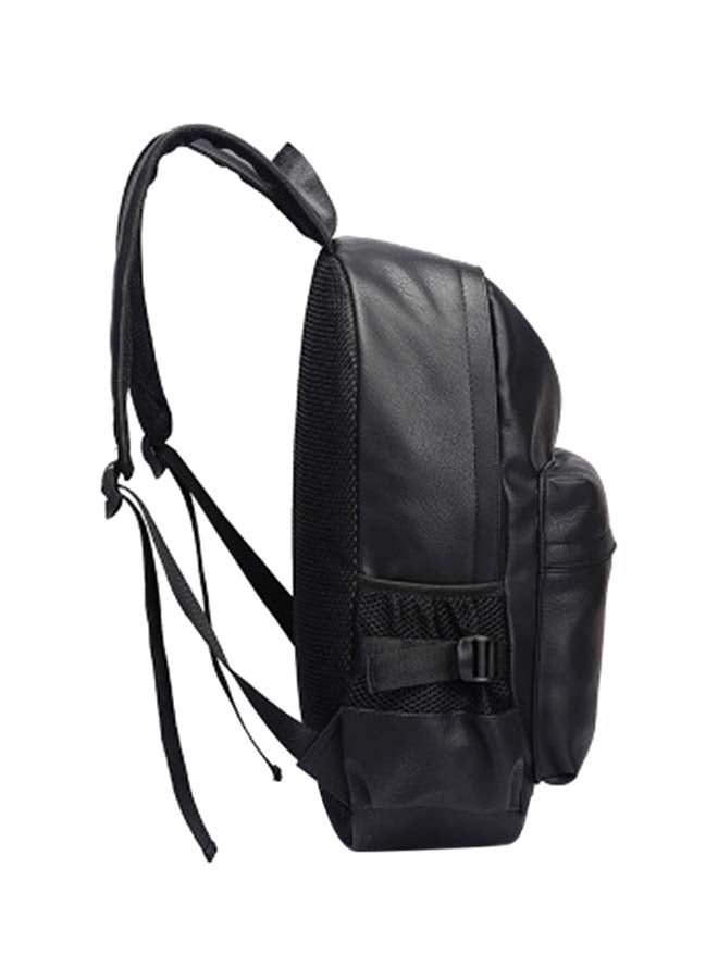 Trendy Leather Backpack Black  - Image 3