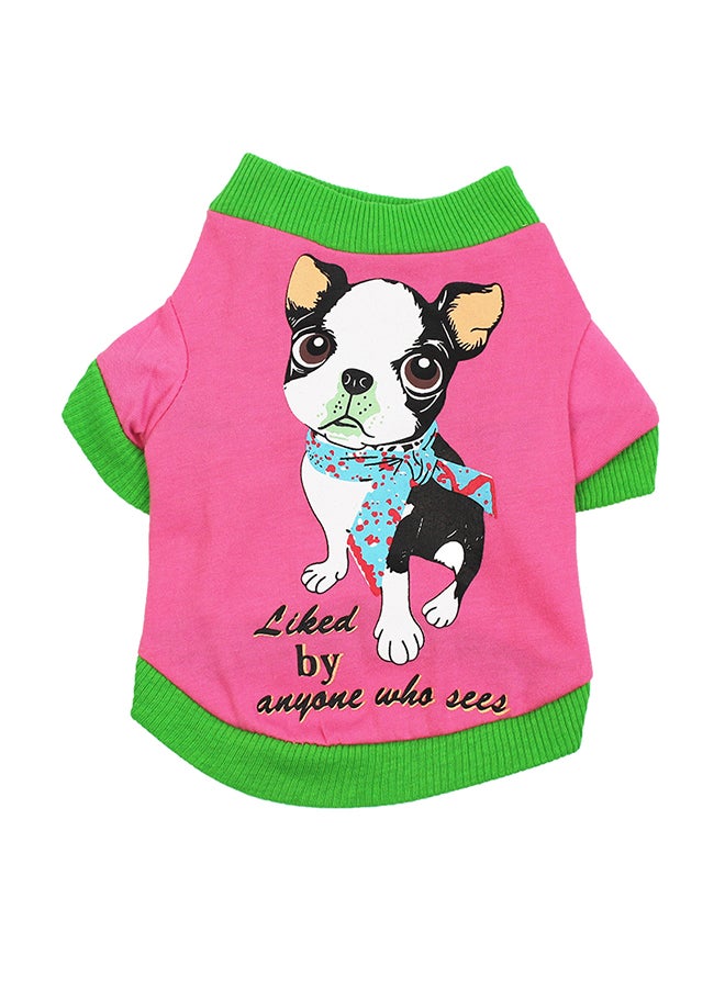 Generic Printed Pet Vest T-Shirt Pink/Light Green XS - Image 1