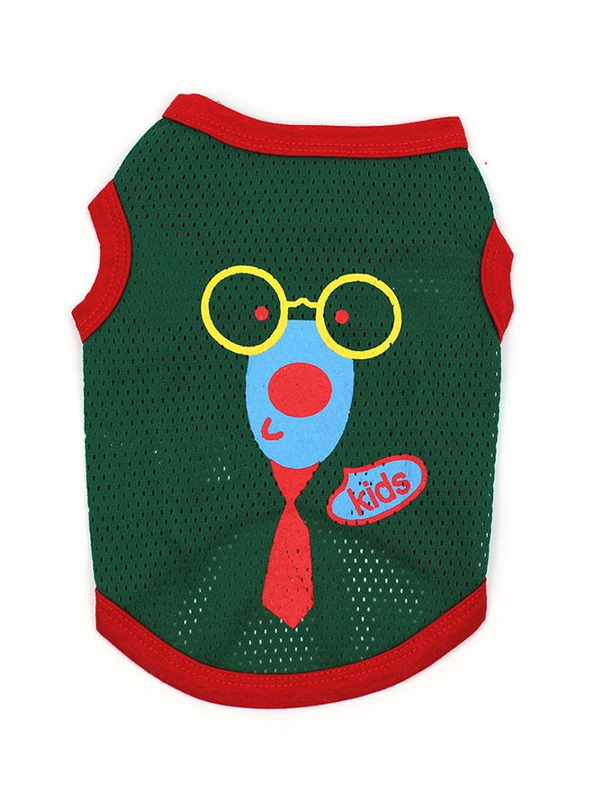 Generic Printed Vest T-Shirt For Dog Green/Red 25x1x21cm  - Image 1