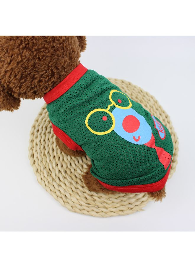Generic Printed Vest T-Shirt For Dog Green/Red 25x1x21cm  - Image 2