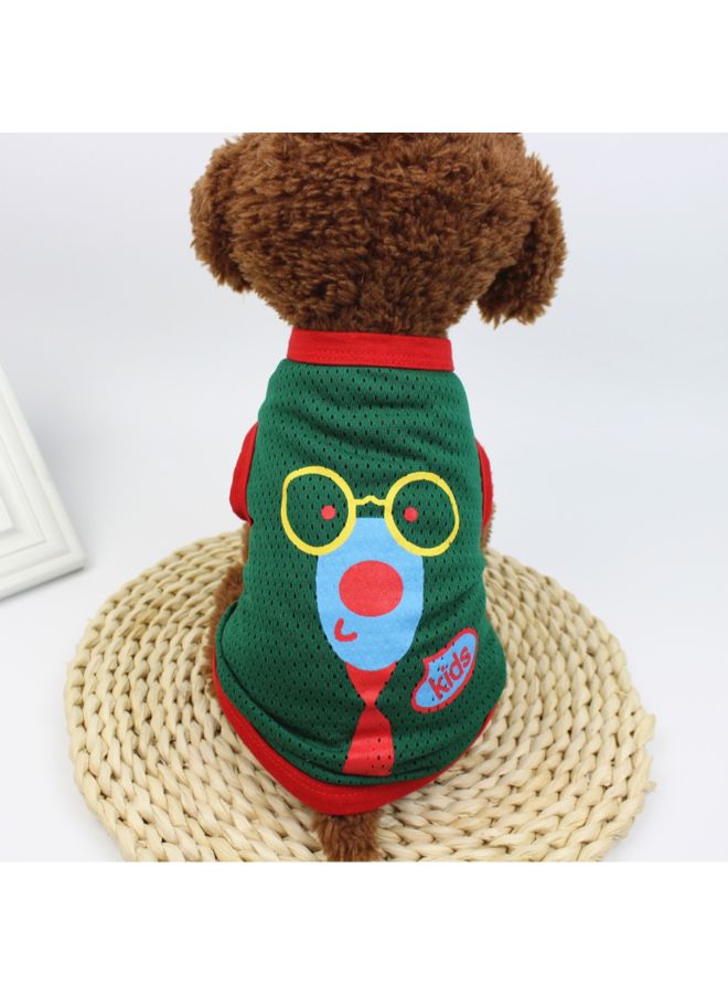 Generic Printed Vest T-Shirt For Dog Green/Red 25x1x21cm  - Image 3