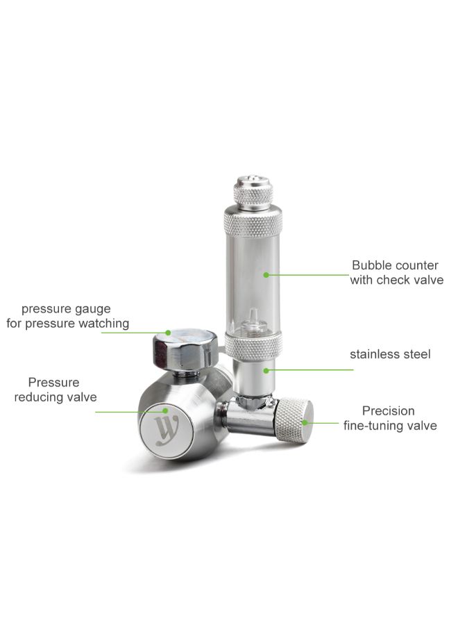 Double Aquarium Co2 Regulator Aluminum Cylinder Silver 18.90 x 9.10 x 13.90cm - Image 2