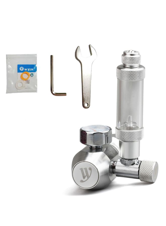 Double Aquarium Co2 Regulator Aluminum Cylinder Silver 18.90 x 9.10 x 13.90cm - Image 3