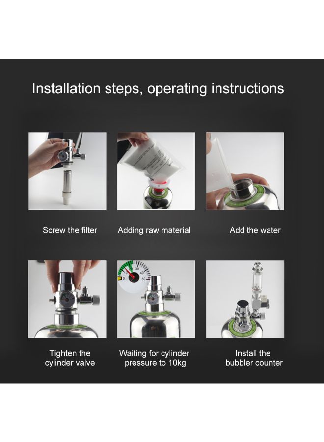 نظام مولد لثاني أكسيد الكربون لأحواض السمك من الستانلس ستيل فضي 44 x 15 x 15سم - Image 2