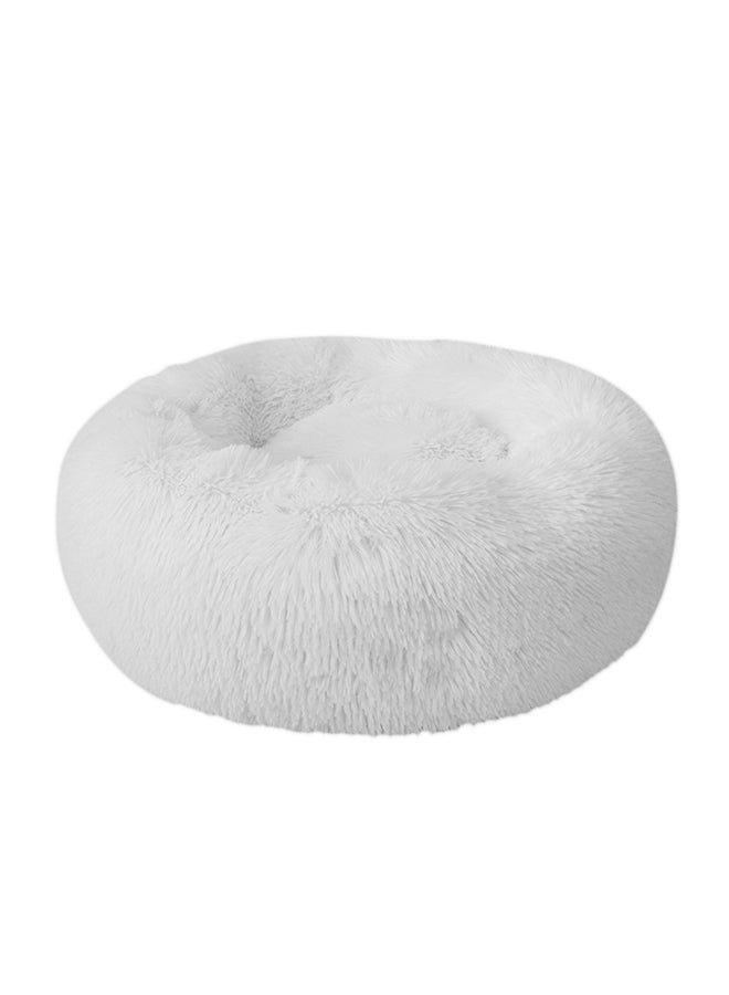 Soft Plush Round Pet Bed White 28 x 16 x 28cm - Image 1