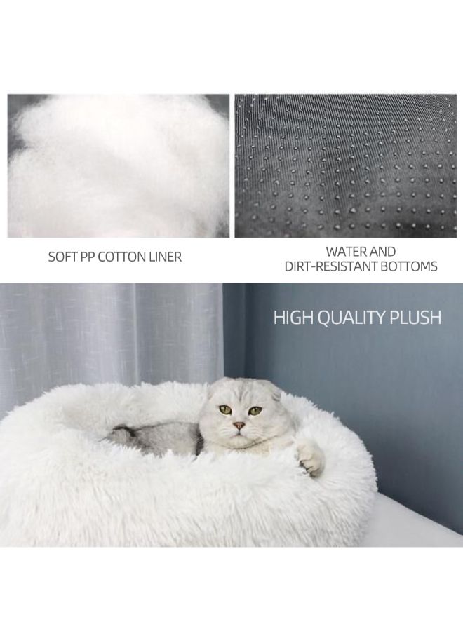 Soft Plush Round Pet Bed White 28 x 16 x 28cm - Image 2
