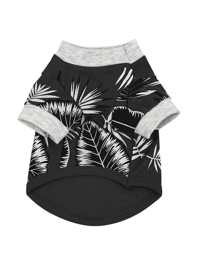 Generic Leaf Printed Pet T-Shirt Black/White XS - Image 1