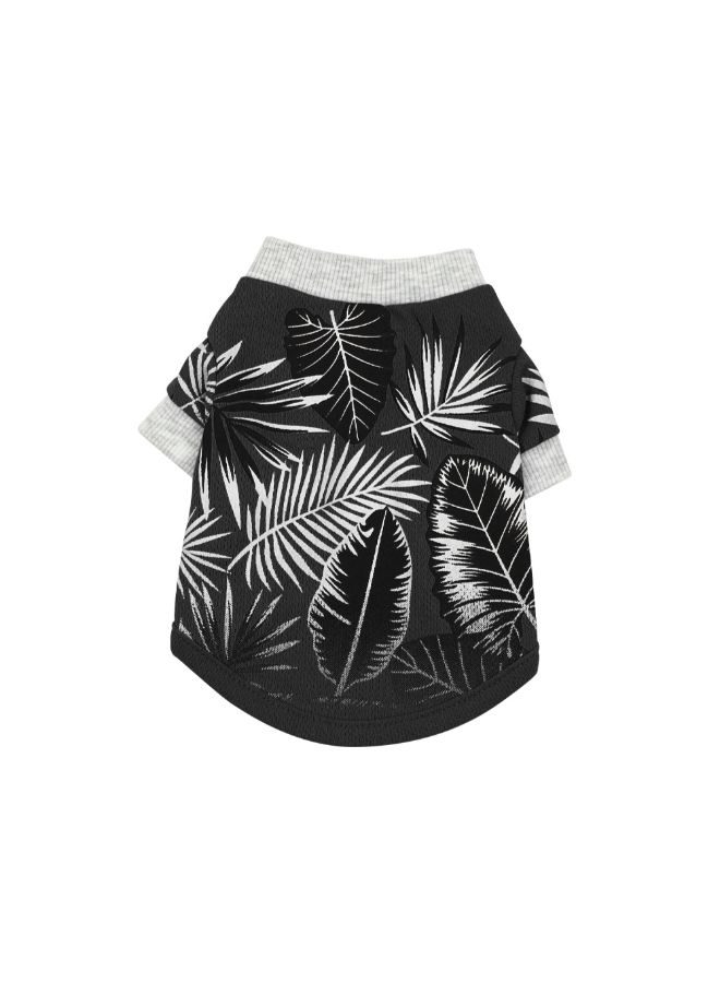 Generic Leaf Printed Pet T-Shirt Black/White XS - Image 2