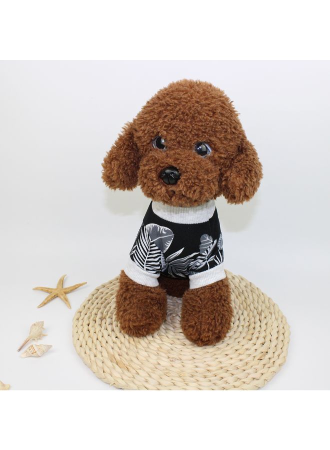 Generic Leaf Printed Pet T-Shirt Black/White XS - Image 3