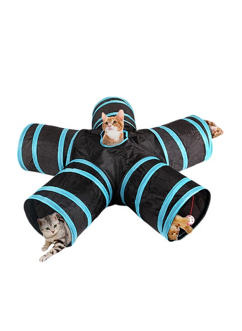 5 Way Foldable Tunnel Toy For Pet Black/Blue 31x4x31cm