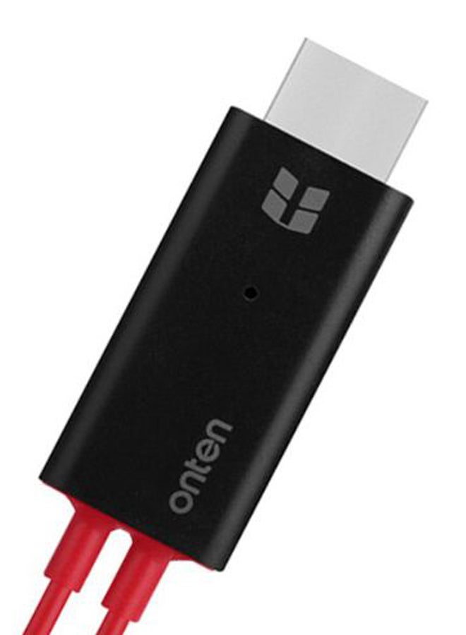 onten Lightning To HDMI Cable For Apple iPhone/iPad Red/Black - Image 2