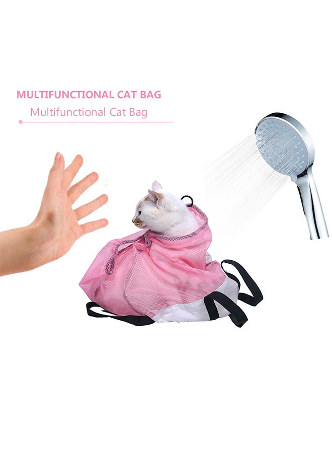 حقيبة مستلزمات العناية بالقطط وردي/أبيض 15 x 5 x 10سم - Image 5