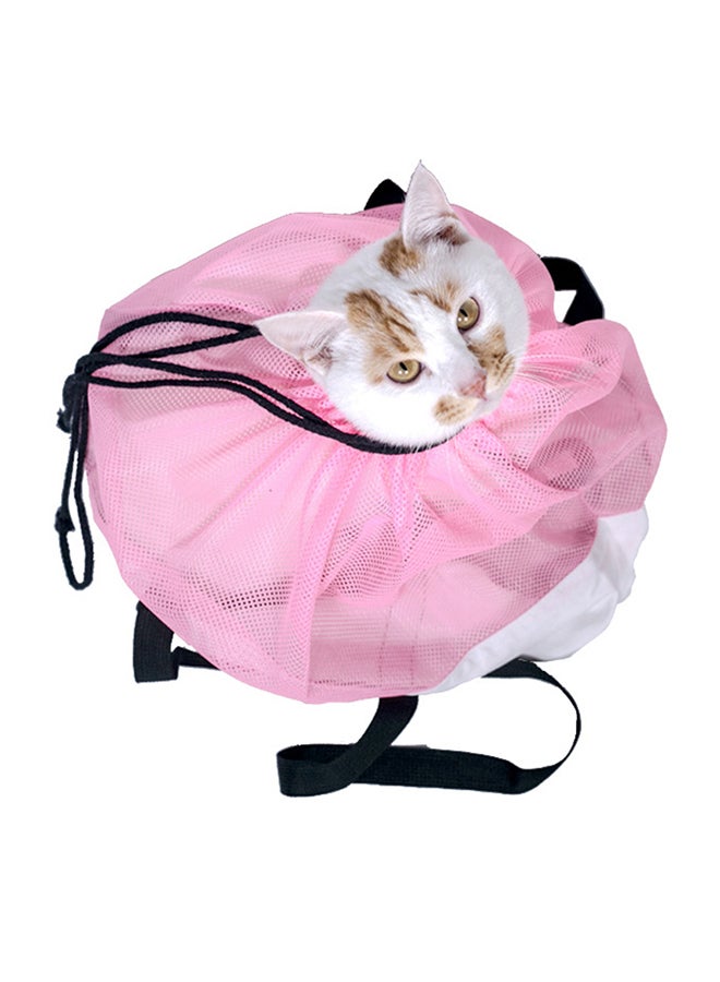 حقيبة مستلزمات العناية بالقطط وردي/أبيض 15 x 5 x 10سم - Image 4