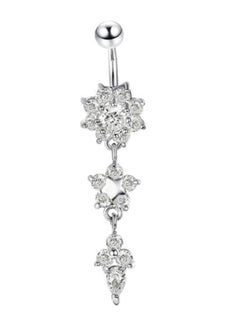 Flower Pattern Button Belly Ring