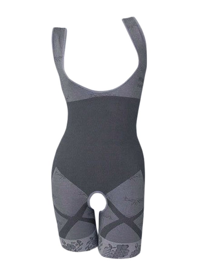 مشد جسم بدون أكمام مصنوع من نسيج خيزران طبيعي رمادي - Image 1