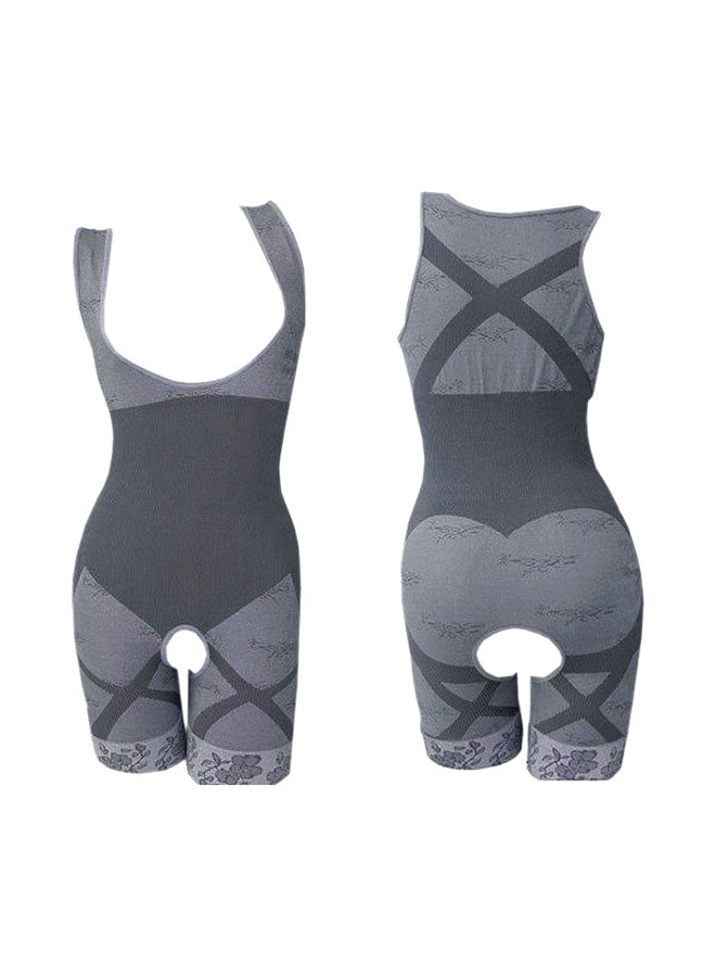 مشد جسم بدون أكمام مصنوع من نسيج خيزران طبيعي رمادي - Image 3