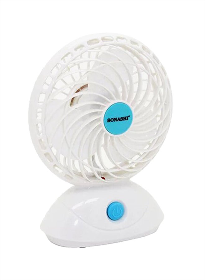 SONASHI - 5 Inch Rechargeable Mini Fan With 2 Speeds | Continuous Working Of 2 Hours(High), 4.5 Hours(Low) | 5V Usb Charge And Charging Indicator | Portable Fan SRF-015 White/Blue - Image 1