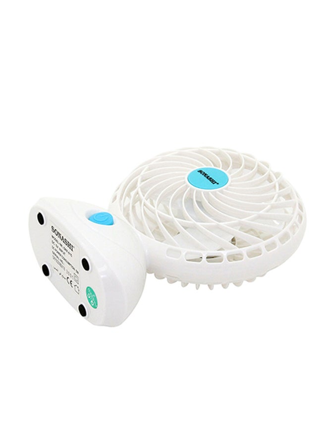 SONASHI - 5 Inch Rechargeable Mini Fan With 2 Speeds | Continuous Working Of 2 Hours(High), 4.5 Hours(Low) | 5V Usb Charge And Charging Indicator | Portable Fan SRF-015 White/Blue - Image 1