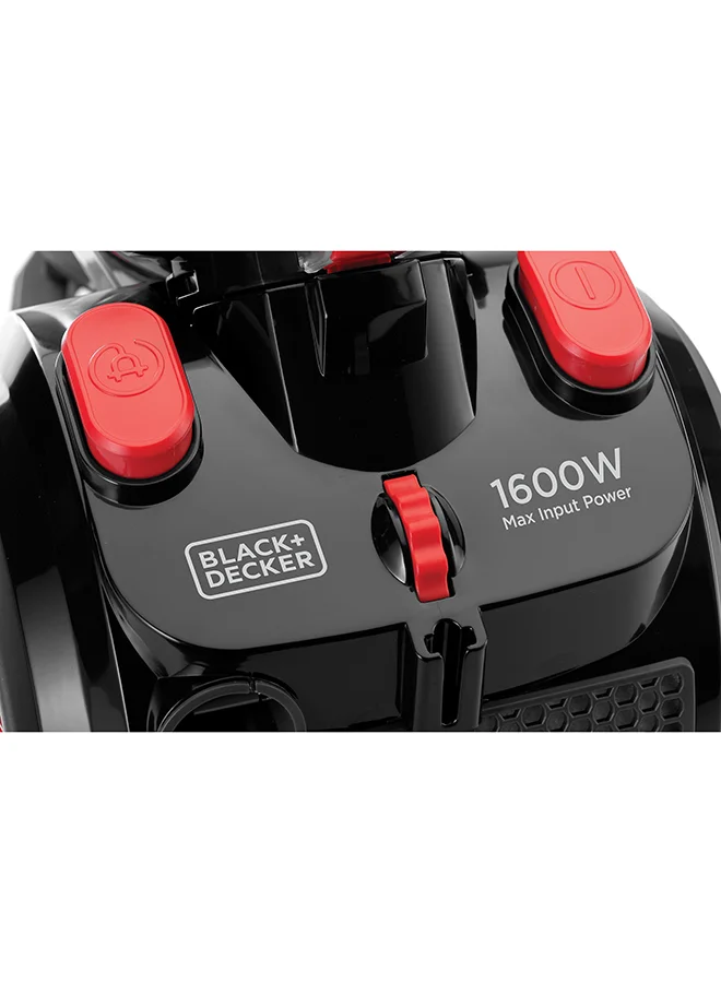 BLACK+DECKER Multi-Cyclonic Bagless Corded Canister Vacuum Cleaner, 20 kPa Suction, 6-Stage HEPA Filtration, 2.5L Capacity, Variable Speed, 5m Cord, Convenient Storage, 2.5 L 1400 W VM1680-B5 Black/Red/Grey