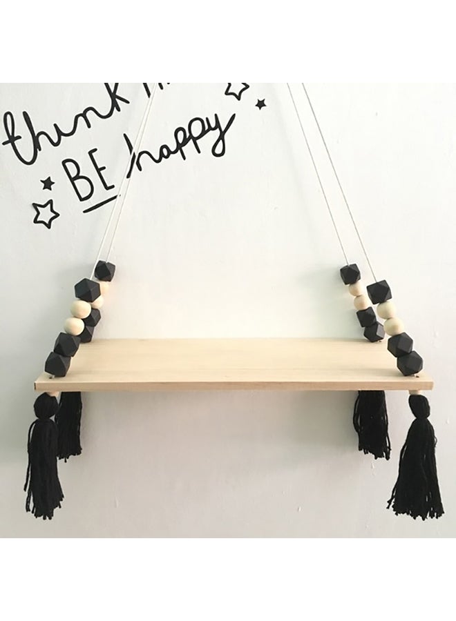 Wall Shelf With Beaded Tassel Multicolour 38x14x1cm 