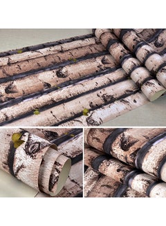 Vintage Birch Bark Wood Grain Wallpaper Brown 53x1000cm