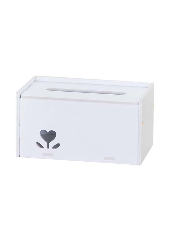 Fine Waterproof Easy Clean Hollow Out Flower Pattern Tissue Box White 13.5x21.5x11.5cm