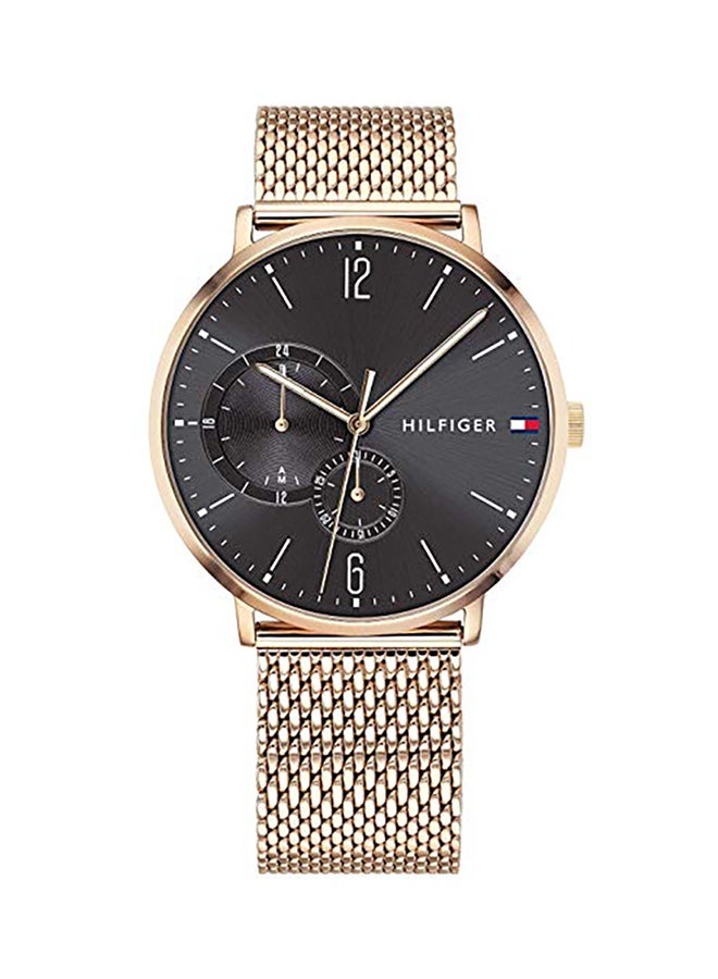 Men's Round Shape Stainless Steel Analog Wrist Watch 40 mm - Gold - 1791506