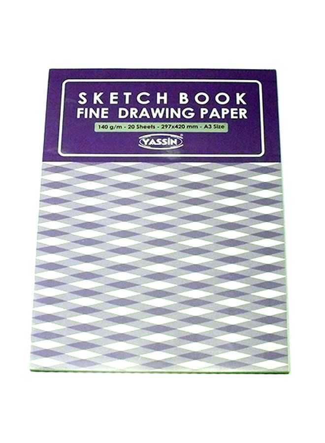 20-Sheets Sketch Book A3 Fine Drawing Paper Blue/White