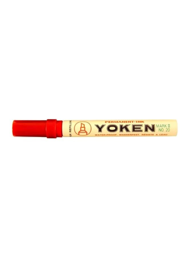 Yoken Chisel Tip Permanent Marker White/Red 