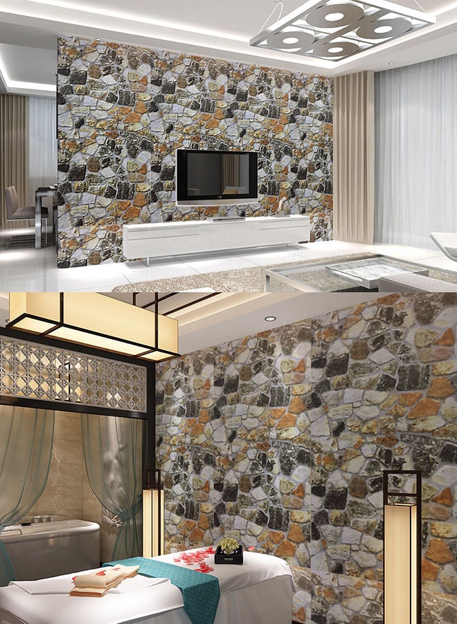 3D Stones Pattern Self-Adhesive Wallpaper Multicolour 45x1000centimeter - Image 2