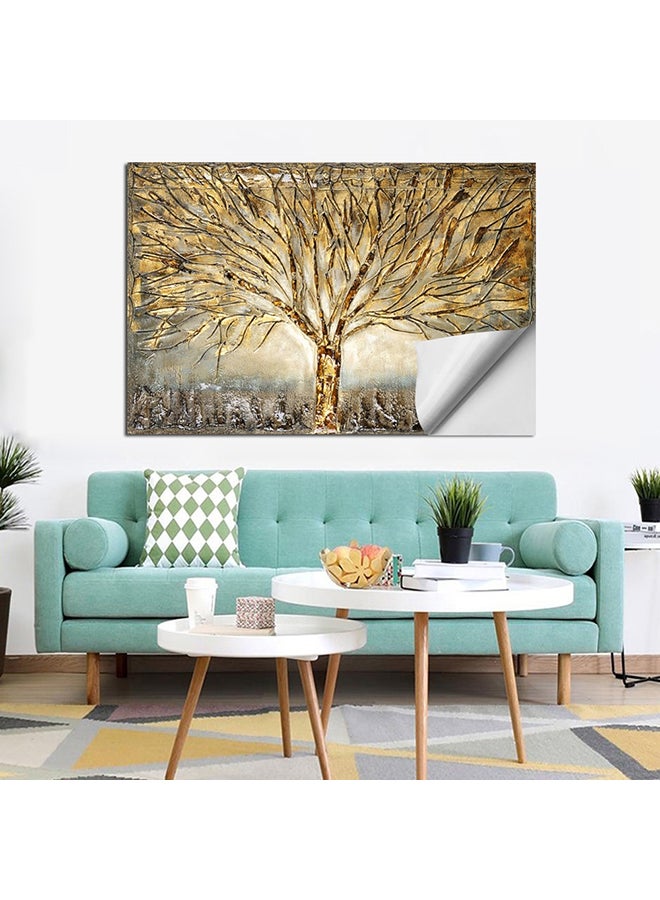 ماركة غير محددة - ورق حائط بتصميم ثلاثي الأبعاد على شكل شجرة ذهبي 50x70سم - Image 1