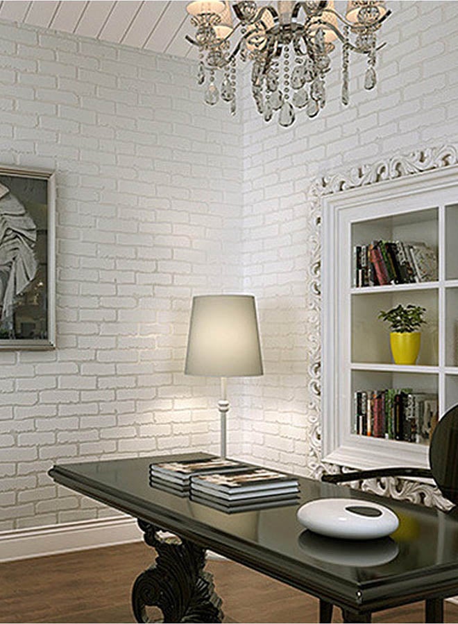3D Solid Brick Pattern Wallpaper White 0.53x10meter